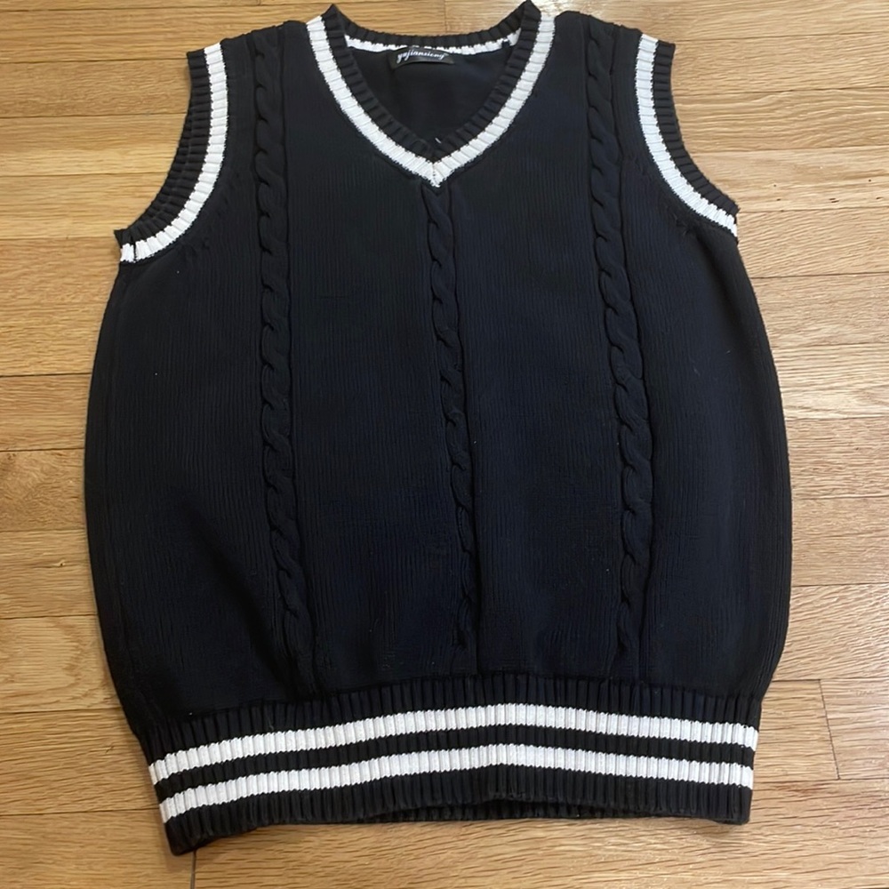 black and white sweater vest